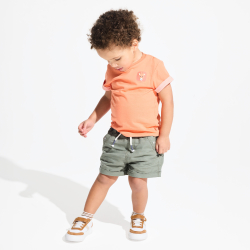 شورت من الكتان والقطن باللون الأخضر للأولاد الصغار